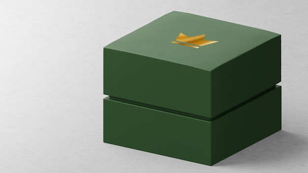 Scatola per orologi di lusso con logo mockup verde
