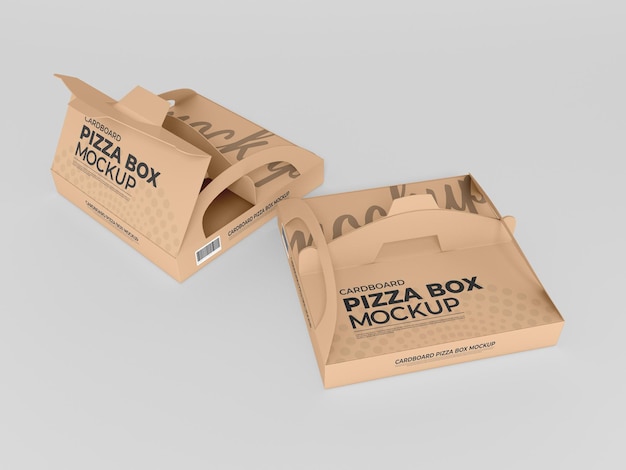 Scatola per pizza in cartone con manico mockup
