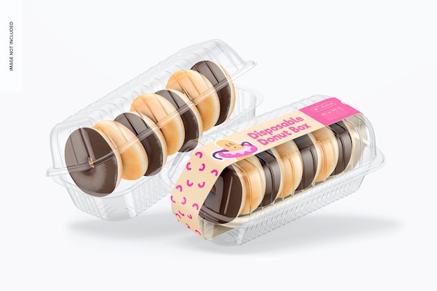 Scatole di ciambelle usa e getta Mockup, che cadono