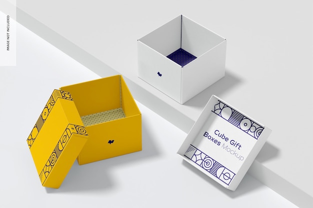 Scatole regalo cubo Set Mockup