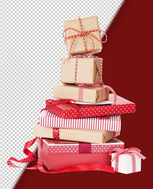Scatole regalo di Natale isolate su sfondo bianco