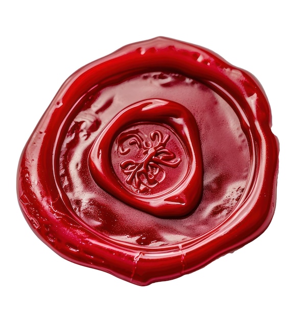 PSD le sceau de cire rouge avec fleur, un symbole élégant d'authenticité et de beauté