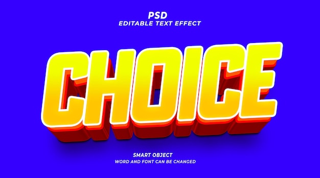 Scelta 3d effetto testo modificabile in stile photoshop