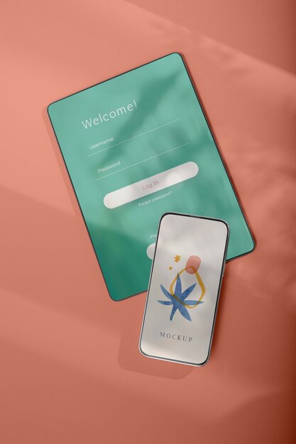 Scena con dispositivo smartphone e tablet in ombra