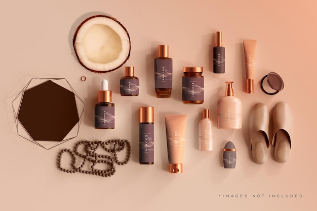 Scena del mockup della bottiglia cosmetica