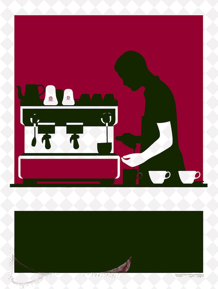 PSD scena della cultura del caffè aperitivo con un barista che fa un espresso italia cultura illustration design