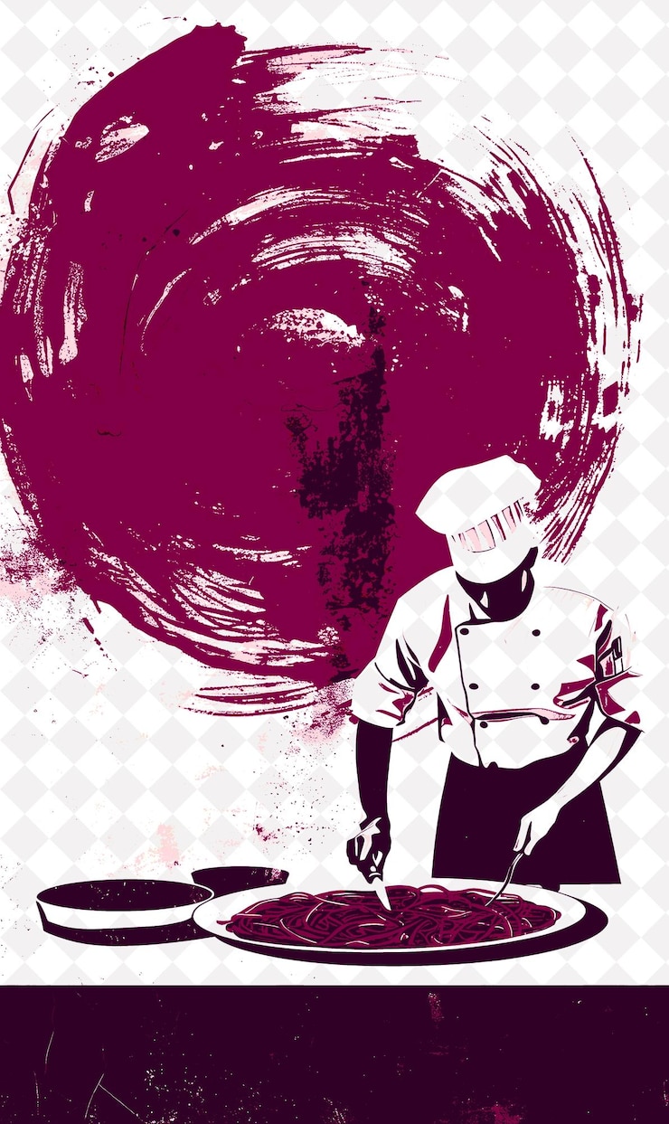 PSD scena di lasagna con uno chef che cucina e un piatto del piatto in italia cultura illustration design