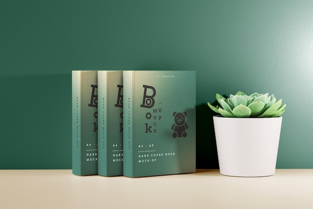 Scena di mockup del libro con copertina rigida