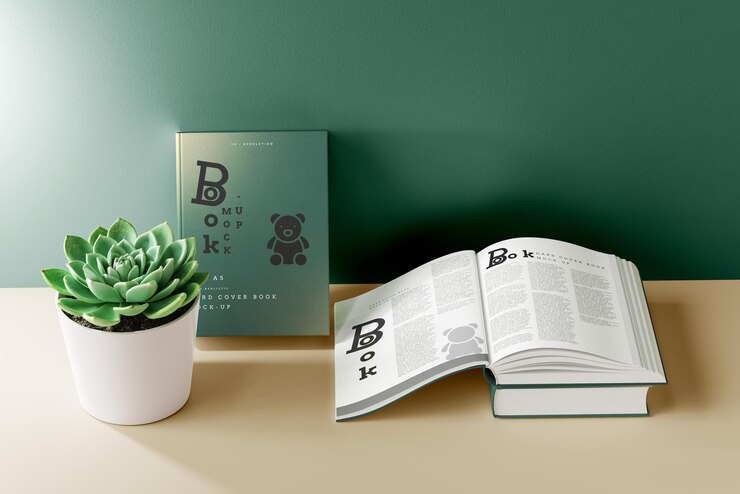 PSD scena di mockup del libro con copertina rigida