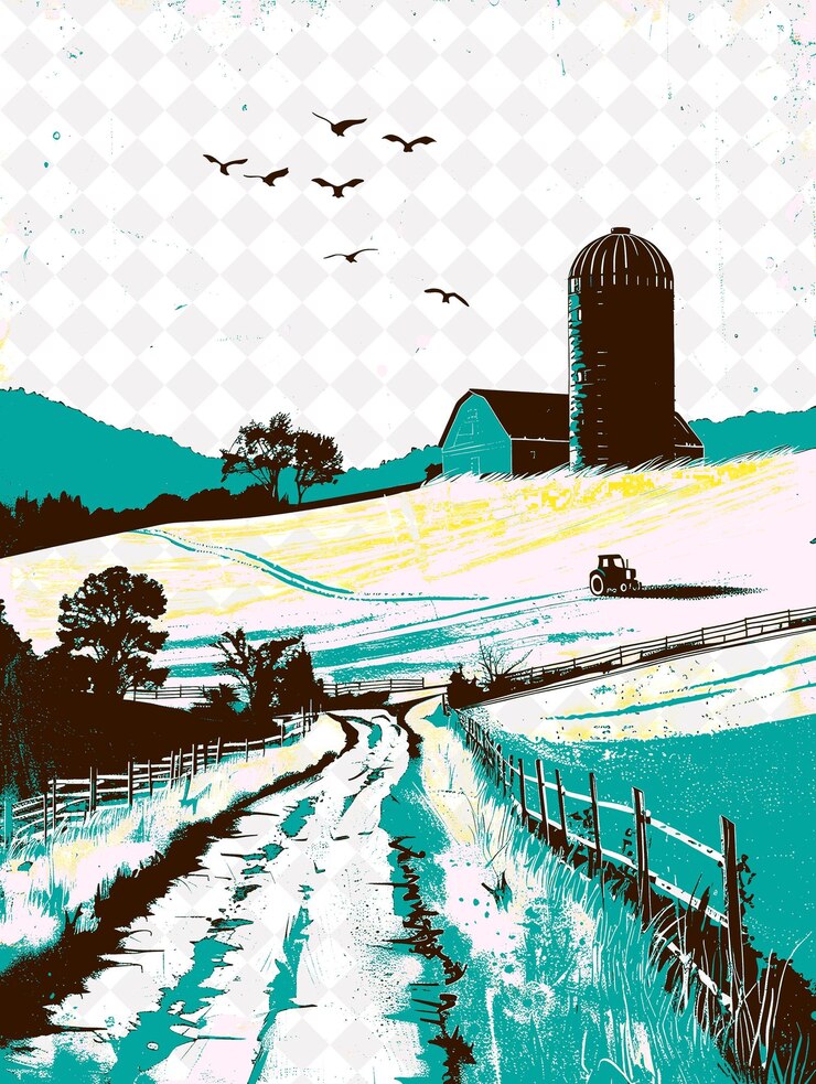 PSD scène agricole de campo grande avec un cultivateur de soja et tr scène et culture du brésil illustrations