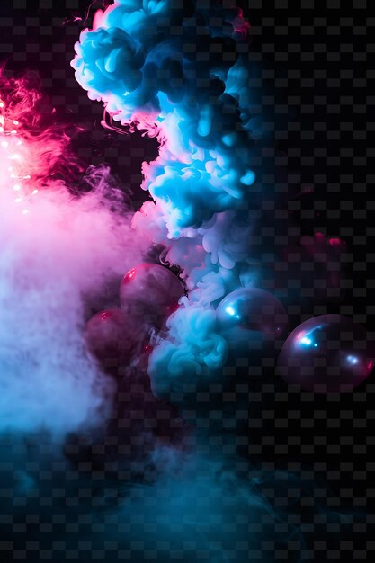 PSD une scène colorée avec des bulles et des couleurs violettes, bleues et rouges