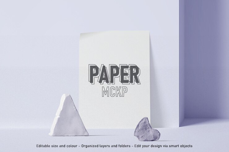 PSD scène de maquette de papier vierge modifiable vue de face