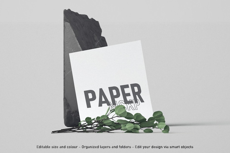 PSD scène de maquette de papier vierge modifiable vue de face