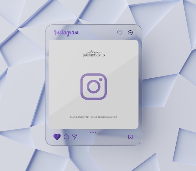 PSD scène de rendu 3d de la maquette de publication instagram