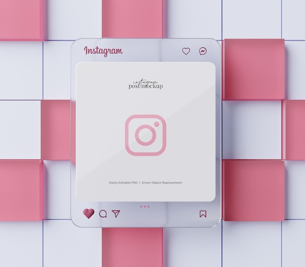 Scène De Rendu 3d De La Maquette De Publication Instagram