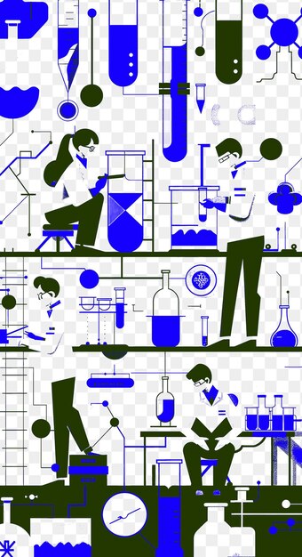 PSD scène scientifique avec un laboratoire et des chercheurs scientifique s poster bannière carte postale t-shirt tattoo