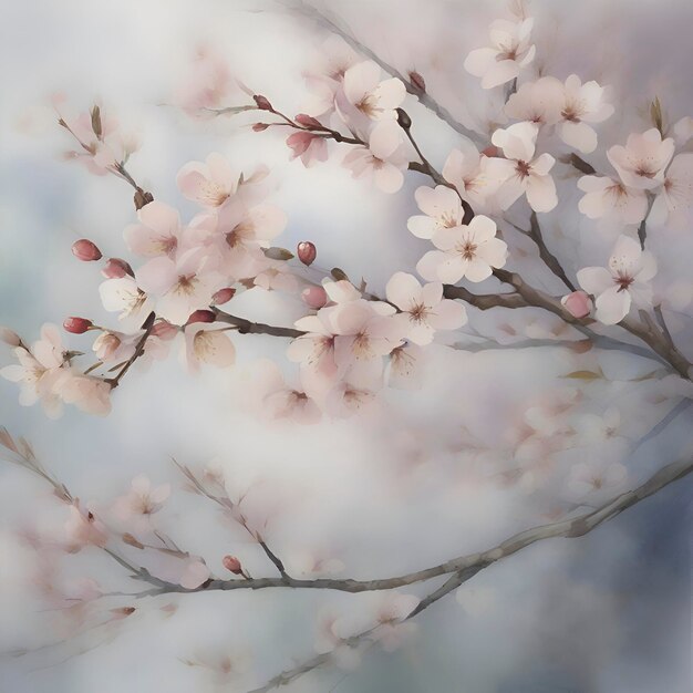 PSD une scène sereine de fleurs de cerisiers aigénéré