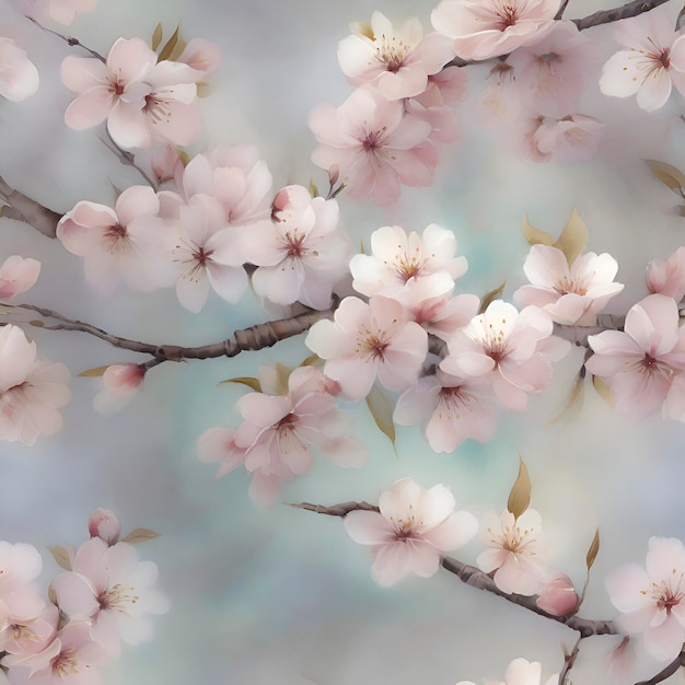PSD une scène sereine de fleurs de cerisiers aigénéré