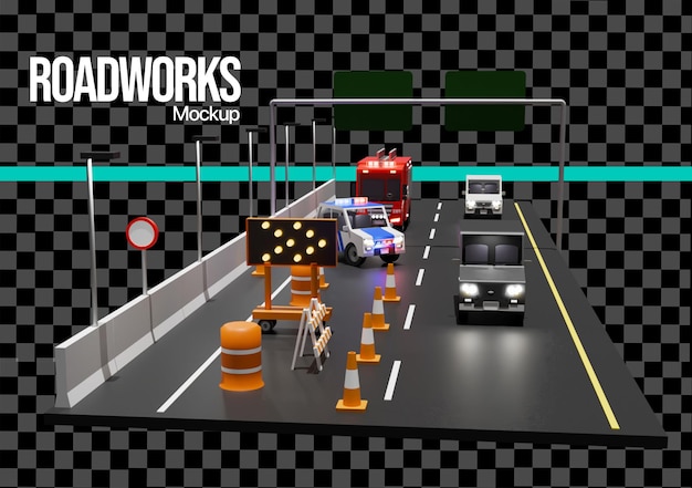 Scène de travaux routiers