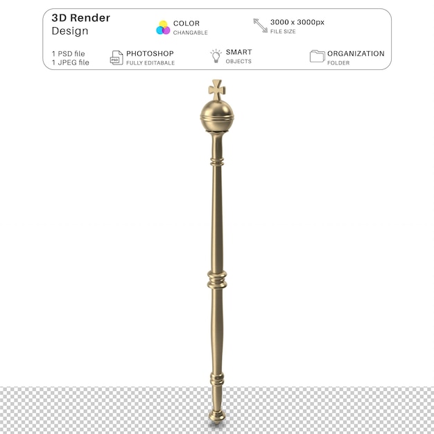 PSD sceptre modelado 3d archivo psd sceptre realista