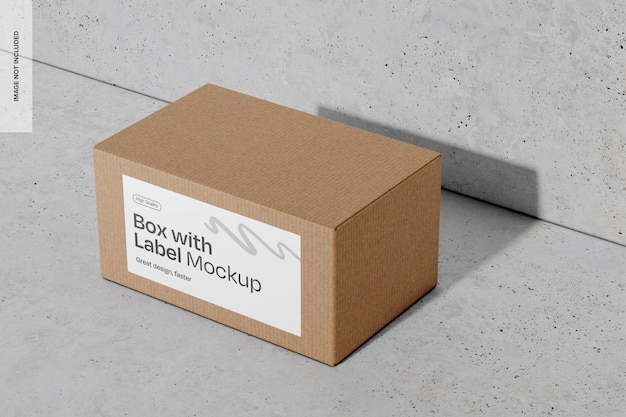 PSD schachtel mit etikette auf beton-mockup-perspektive