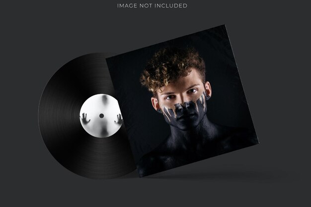 Schallplatten- und cover-mockup-vorlage mit transparentem pla