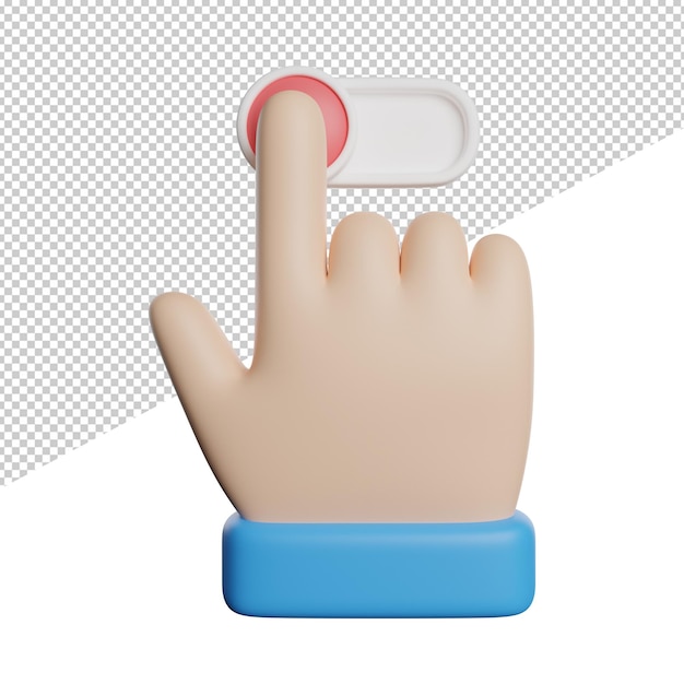 PSD schaltergesten hände vorderansicht 3d-rendering symboldarstellung auf transparentem hintergrund