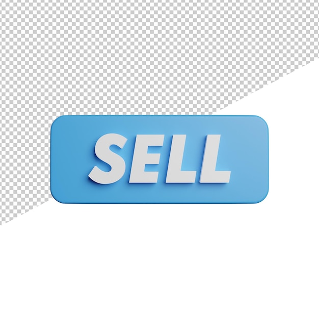 Schaltflächenschild Verkaufen Vorderansicht 3D-Rendering-Symbol Illustration auf transparentem Hintergrund