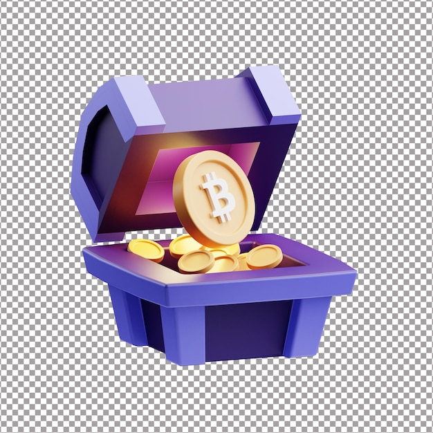 Schatzkiste Bitcoin 3D-Rendering
