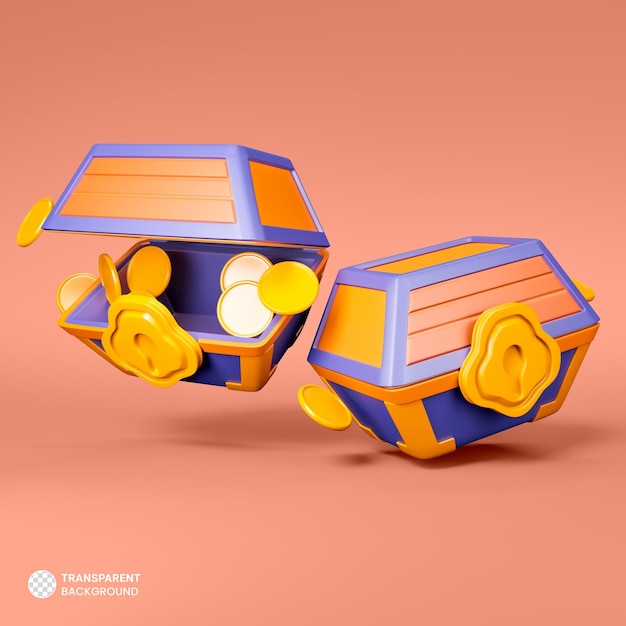 Schatzkiste Spiel Asset Symbol Isolierte 3D-Render-Illustration