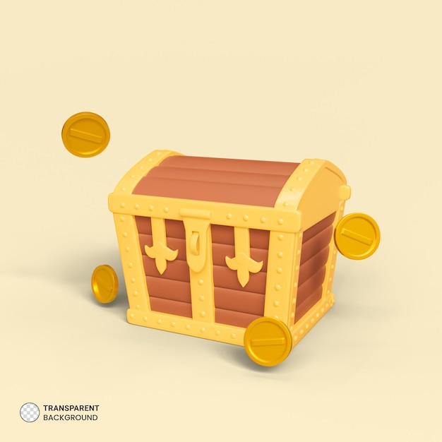 Schatzkiste Spiel Asset Symbol Isolierte 3D-Render-Illustration