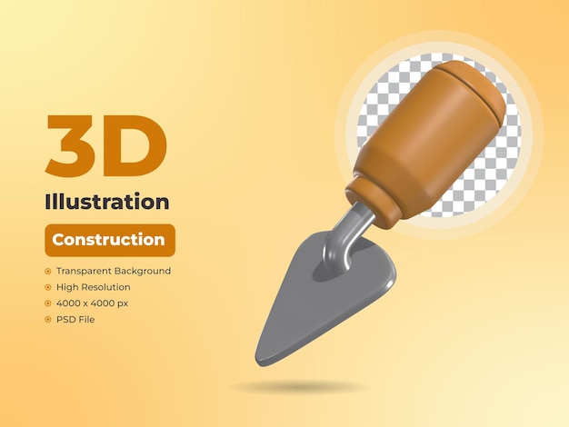 Schaufel 3D-Bau-Symbol mit durchsichtigem Hintergrund
