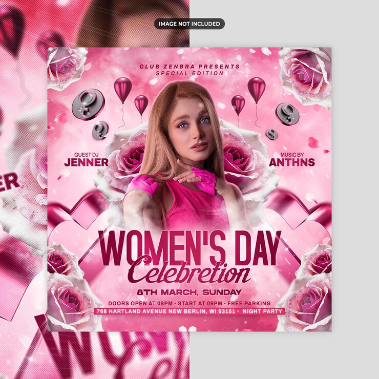 PSD schema di banner e volantini per i social media della giornata internazionale della donna