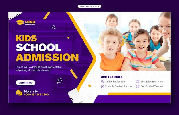 Schema di banner o post sui social media per l'ammissione scolastica