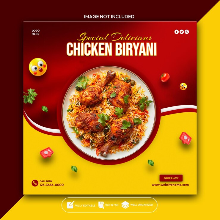Schema di banner per social media alimentari e banner per Instagram