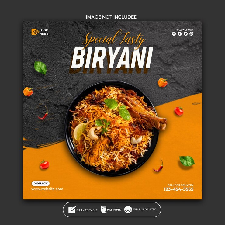 Schema di banner per social media alimentari e banner per Instagram
