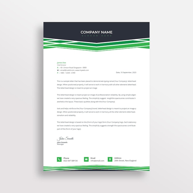 Schema psd di carta intestata aziendale design professionale con forma creativa