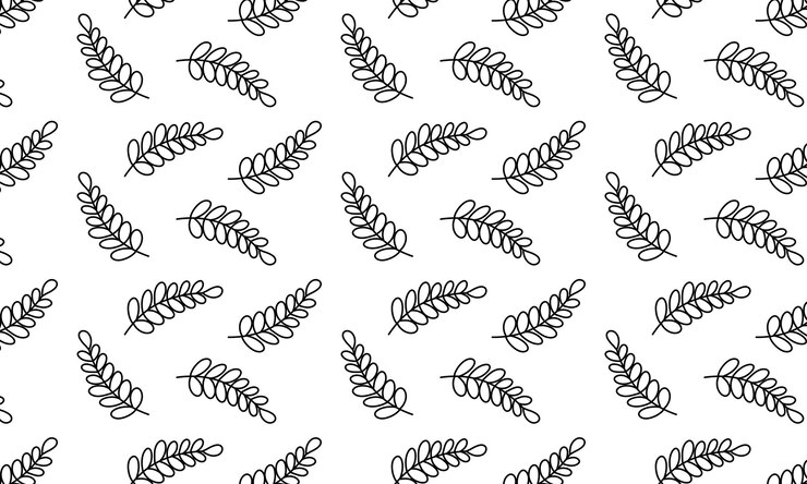 PSD schéma raster linéaire avec des dessins de plantes