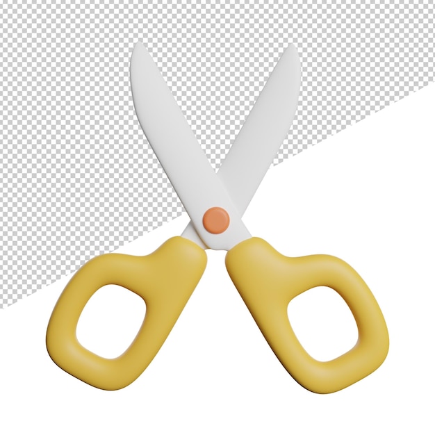 Schere Schneidwerkzeug Vorderansicht 3D-Rendering-Symbol Illustration auf transparentem Hintergrund