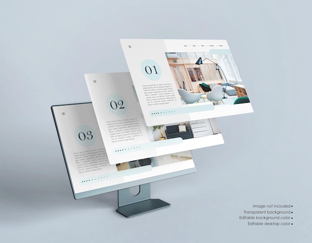 Schermata desktop con modello di presentazione del sito web isolato