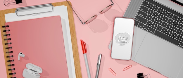 Schermata di mockup dello smartphone sulla tastiera del laptop
