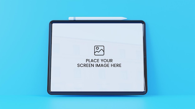 Schermata di sfondo a tema blu mockup 3-ipad