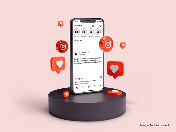 Schermata iniziale di Instagram realistico Anteprima Smartphone Mockup Premium psd