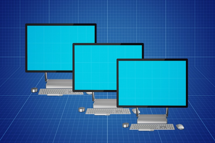 PSD schermate dei computer mockup