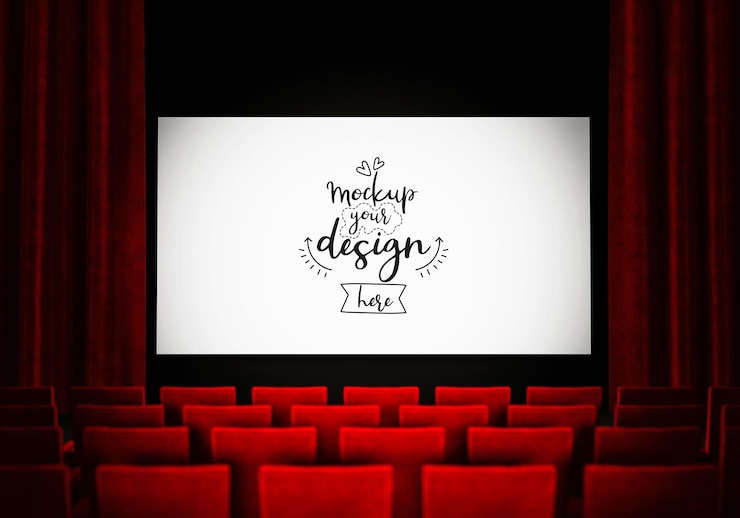PSD schermo 3d nel cinema psd mockup