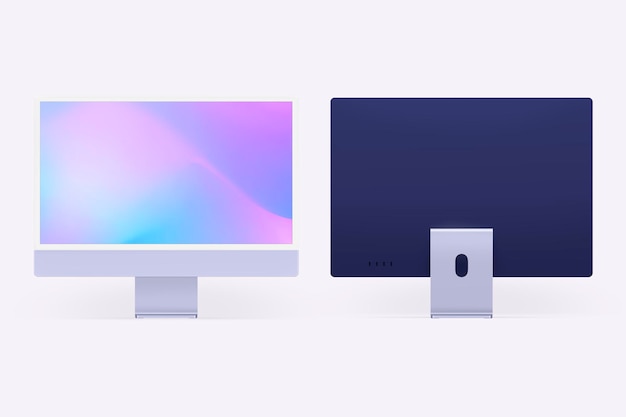 Schermo del computer desktop mockup psd viola dispositivo digitale stile minimal