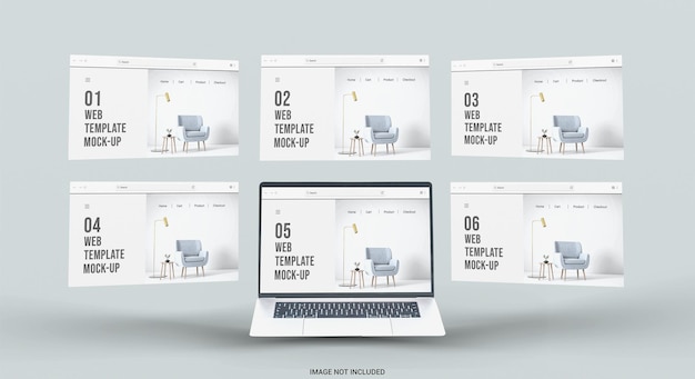Schermo del laptop con mockup di presentazione del sito web