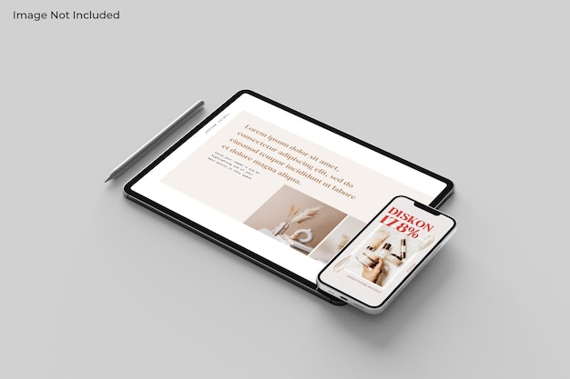 Schermo del tablet con mockup di smartphone