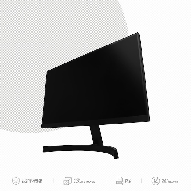 Schermo di monitor di computer su sfondo trasparente