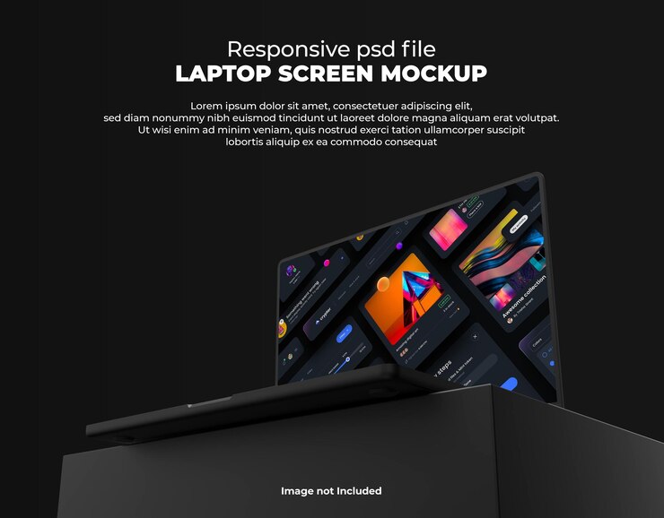 Schermo per laptop reattivo per Web, interfaccia utente e app PSD Mockup con sfondo trasparente